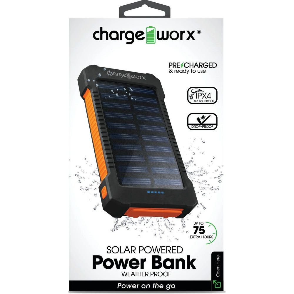 Solar Powered Power Bank - Black 10K mAH