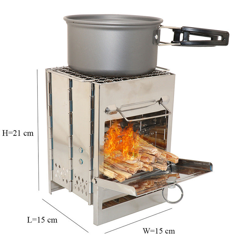 Lightweight Adjustable Camping Wood Stove - Windproof & Folding