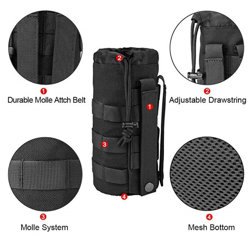 Outdoor Water Bottle Pouch - Tactical Molle Kettle Case
