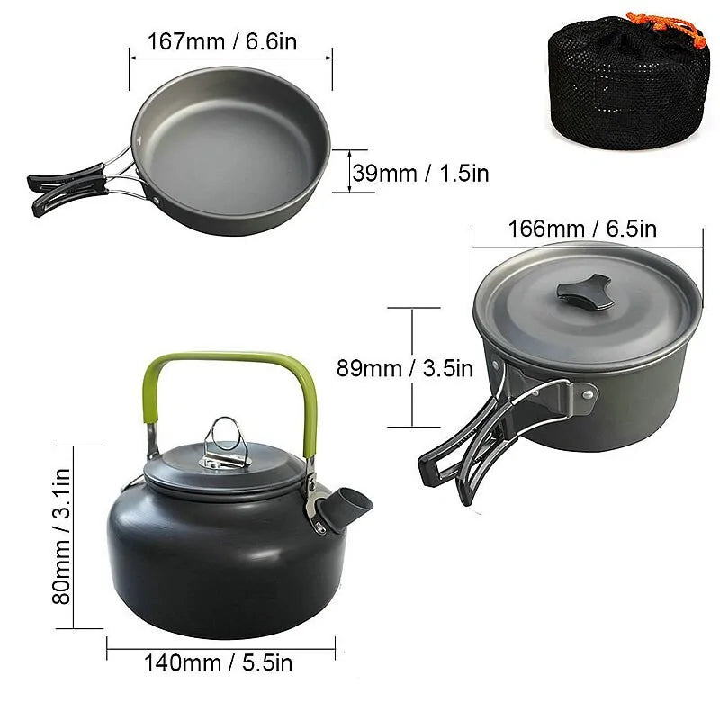 Outdoor Portable Mess Kit - Camping Cookware Set